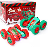 Garvee 2PACK Remote Control Car RC Stunt Car for Kids,2.4Ghz High Speed Rock Crawler Vehicle,360 Rotating 4WD Off Road Double Sided Rotating Tumbling with 4 Rechargeable Battery. - Green Red