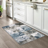 Garvee Small Area Rug 2x3 Modern Geometric Entryway Rug Machine Washable Non Slip Floor Mat Abstract Distressed Doormat Non-Shedding Throw Rug for Bedroom Entrance, Blue Grey - Blue Gray
