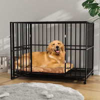 Garvee 48 Inch Dog Crate for Large Sized Dogs, Heavy Duty Stainless Steel Indoor Kennel Escape-Proof with Wheels and Removable Tray, Indestructible Dog Cage Stackable for High Anxiety Dogs