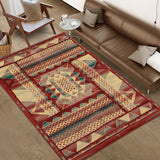 Garvee 8x10 Area Rugs for Living Room Bohemian Bedroom Decor Soft Area Rug Low Pile Modern Rug Abstract Large Area Rug Non Slip Floor Mats Indoor Nursery Throw Rugs for Dining Room Rug, Red/Yellow - Orange