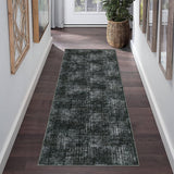 Garvee Runner Rug Washable Modern Abstract Hallway Runner Rug, Non-Slip Stain Resistant Area Rug Farmhouse Checkered Kitchen Rug Floor Cover Carpet for Doorway Bedside - Dark Gray