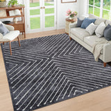 Garvee Bedroom Area Rug 5x7 Geometric Rug Machine Washable Living Room Area Rug Non Slip Stain Resistant Large Dining Room Throw Rug Ultra Soft Contemporary Carpet for Home Decor Office, Dark Grey - Dark Gray