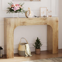 Garvee 47" Farmhouse Console Table Slim Wood Sofa Side Table Narrow Rustic Foyer Furniture for Living Rooms Hallways Apartments, Oak