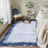 Garvee Living Room Rug Modern Area Rugs 6x9 Area Rugs Washable Area Rugs for Bedroom Office Dining Room Distressed Floor Cover Vintage Border Area Rugs Blue Abstract Rug Low Pile Carpet - Blue