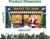 Garvee Santa's Workshop Garage Door Cover - 7x16 ft Christmas Holiday Decor with 4x6 m Ribbon Strings | Polyester Santa & Elves Scene for Home, Church, Party Decorations | Durable, Reusable & Fade-Resistant