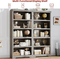 Garvee 5 Tier Bookshelf, 69" Tall Farmhouse Bookcase with Adjustable Shelves, 31.5" W Floor Standing Open Display Storage Rack with Anti-Slip Design for Home Office, Balcony, Library, Study / Living Room, Gray