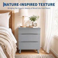 Garvee Compact 3-Drawer Bedside Cabinet Bedside Table - Space-Saving Storage End Table Cabinet, Sturdy Frame, Easy Assembly - Gray
