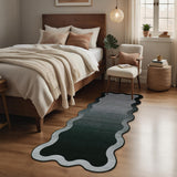 Garvee Scalloped Washable Kitchen Rugs, 2x6, Indoor Modern Non Slip Hallway Runners, Black - Black