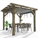 Garvee 10'x10' Wood Pergola with Retractable Canopy - Outdoor Garden & Deck Structure, Solid Build (Charcoal Grey) - Crey