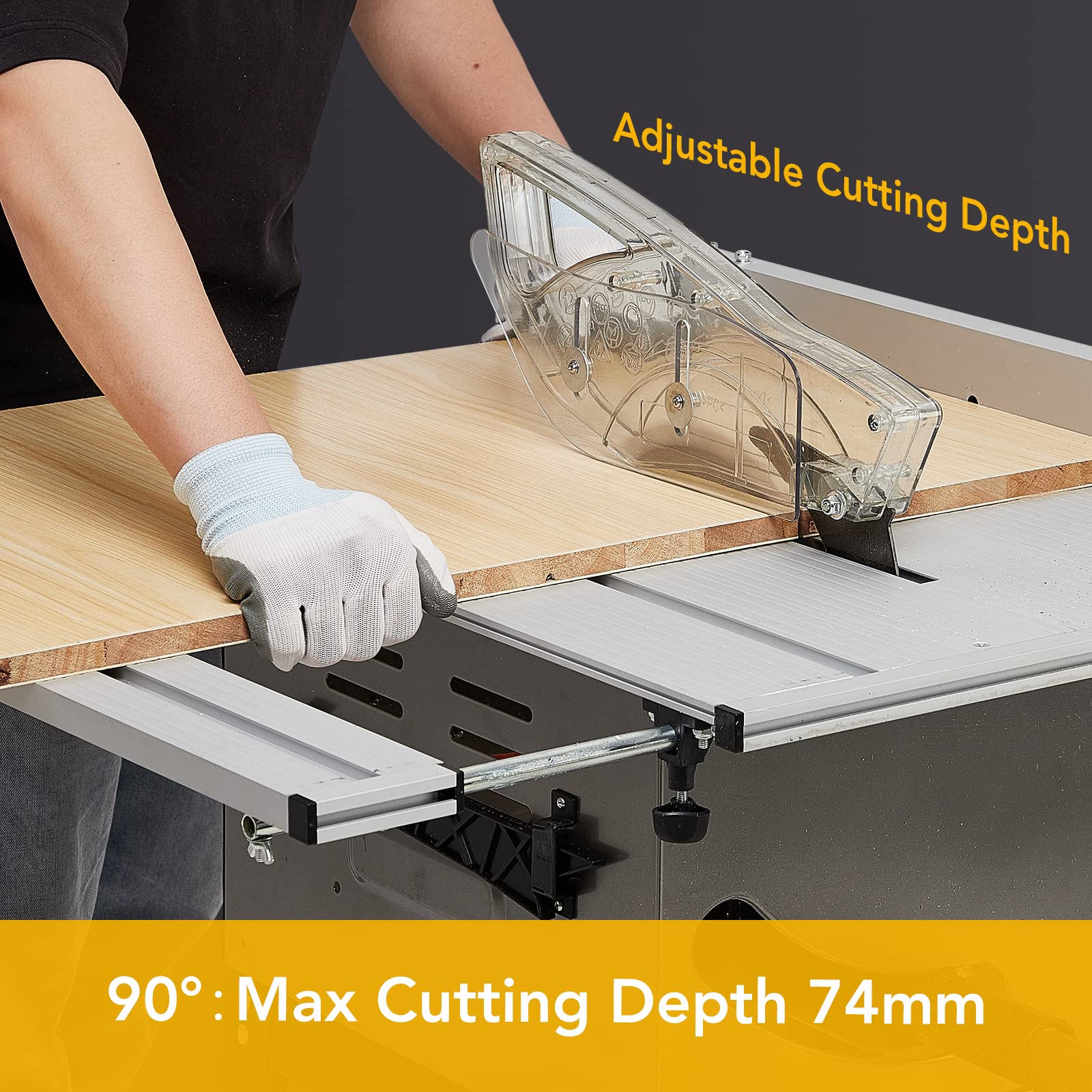 10 Inch Woodworking Table Saw, 15A, Up to 5000RPM, Bevel Cut