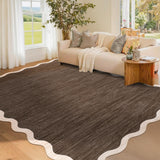 Garvee Laundry Modern Simple Brown 4x6 Area Rug Thin Low Pile Washable Carpet for Home Decor - Brown