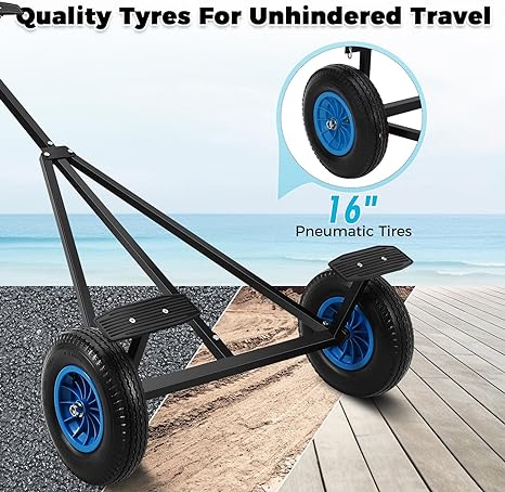 Garvee Adjustable Boat Trailer Dolly, 420lbs Load Capacity Carbon Steel Trailer Mover for Moving Kayaks, Motorboats, and Fishing Boats, Adjustable Length 96 Inch -116 Inch