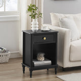 Garvee Black Nightstands Set of 2, Bedroom Nightstand with Drawer and Storage Shelf, Modern End Table Side Table for Bedroom Living Room College Dorm - Black
