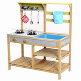 Garvee Wooden Play Kitchen Interactive Design Durable & Safe Fir Wood Ample Storage Pretend Playset Suitable for Toddlers - Wood