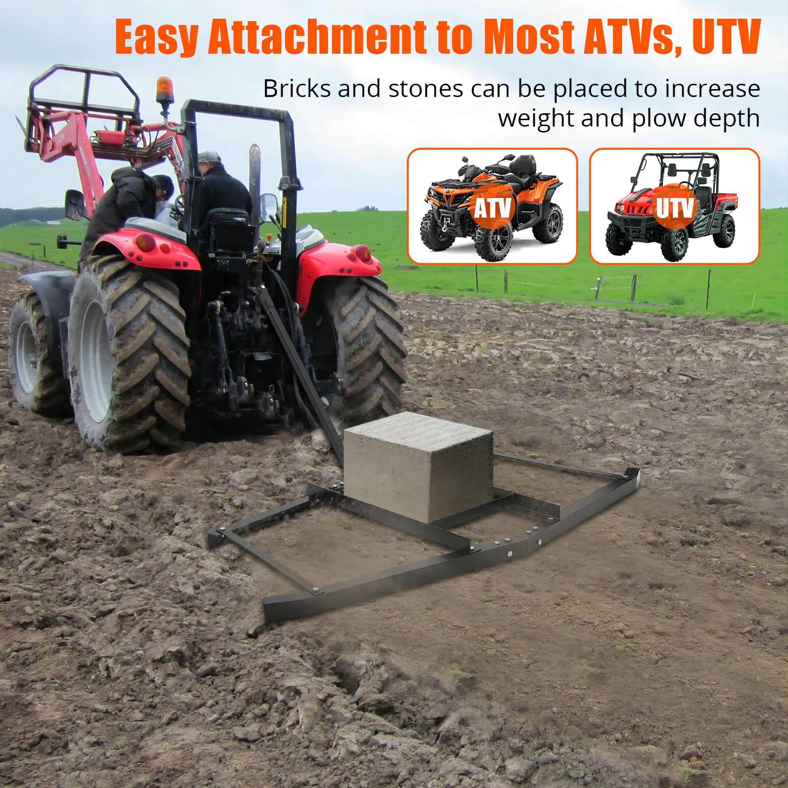 Atv Drag 8FT Heavy Duty Drag Harrow - Driveway Grader & Power Rake For ...
