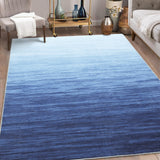 Garvee Modern Blue 8x10 Large Abstract Ombre Rug Area Rugs for Living Room Carpet Vintage Bedroom Rug Low Pile Rug Washable Dining Room Rugs with Rubber Backing Office Floor Carpet - Blue
