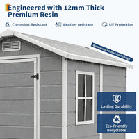 Garvee Durable Waterproof Resin Outdoor Storage Outdoor Storage with Floor – 4x6 FT, Window, Sloped Roof, Lockable Door, Easy Assembly – Perfect for Patio, Backyard, Lawn Mower, Bike & Tool Storage – Light Gray