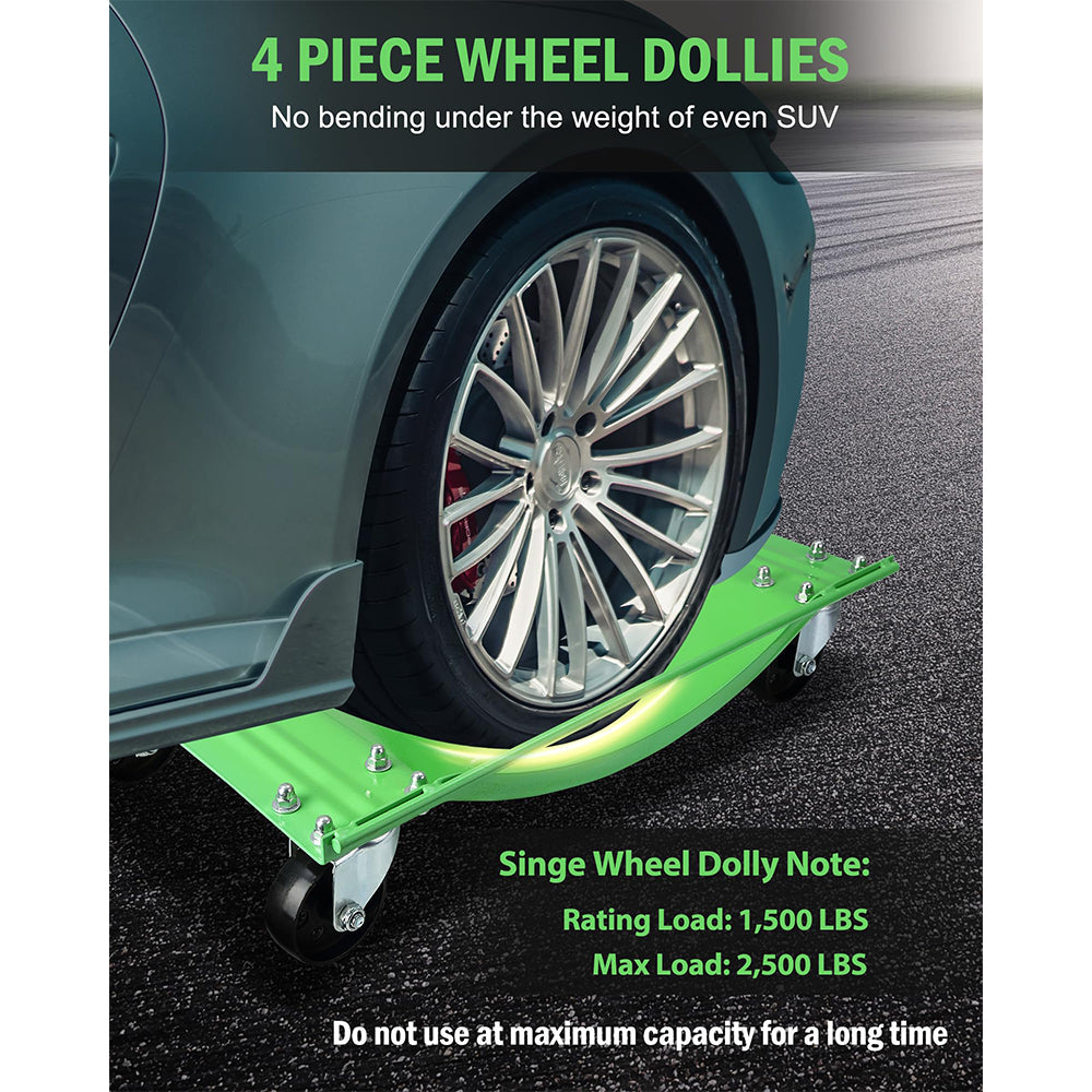 Garvee Heavy Duty Car Dolly Set of 4 – Effortless Vehicle Moving for Cars & Trucks, Extra Large 23.8"x14.4", Green