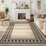 Garvee Indoor Room Decor Washable Low Pile Non Slip Foldable Area Rug for Living Room Bedroom Office 10x13 ft - Jute