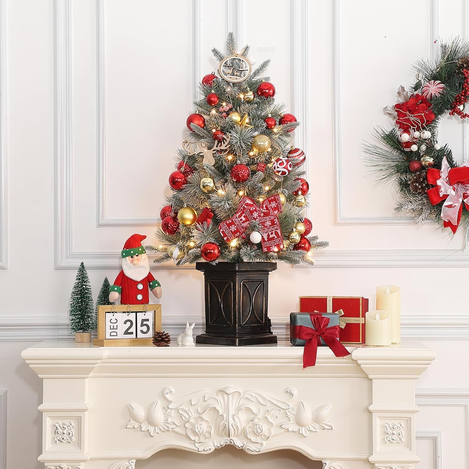 Garvee 2PCS Premium Artificial Christmas Tree with 78 Warm White LEDs - Battery Operated Artificial Christmas Tree with 8 Adjustable Modes, Christmas Tree with Density Branches