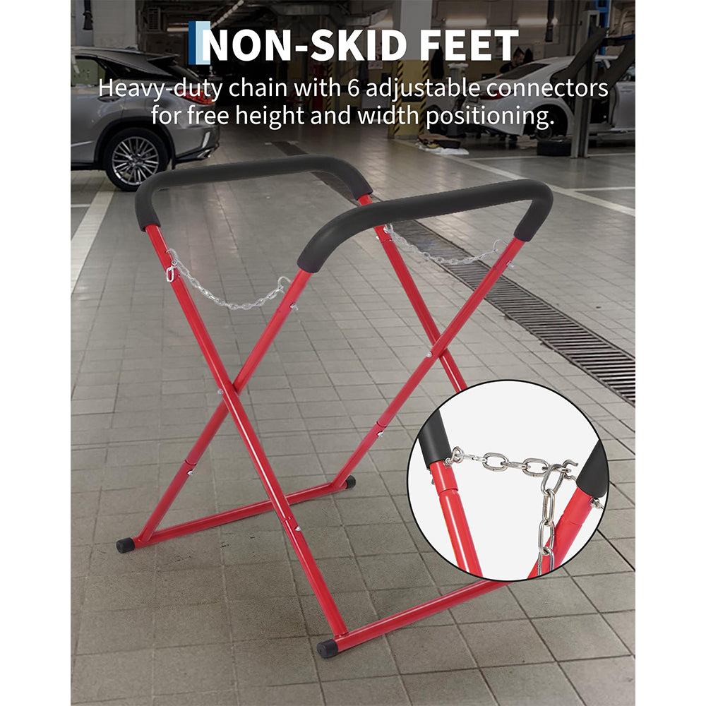 Garvee 36"x31"x41" Portable Workbench - Folding Heavy-Duty Automotive Fender Bumper Stand with Adjustable Padded Support, Powder-Coated Black, 2 Pack