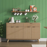 Garvee 60'' Sideboard Buffet Cabinet with 2 Drawers & 4 Doors Adjustable Shelves Storage for Kitchen Living Room Entryway, Light Oak, Large Capacity - Light Oak