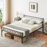 Garvee King Bed Frame with Headboard & Footboard, Sturdy Metal Platform, Heart Design, No Box Spring, Under Bed Storage, Easy Assembly, Black - Black