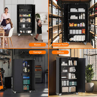 Garvee Metal Storage Cabinet 72"H with Wheels, Steel Tool Cabinet with Pegboard, Adjustable Shelves, Lockable Rolling for Home, Garage, Office, Gray