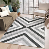 Garvee Area Rug 9x12 Modern Rugs for Living Room Non Slip Large Rugs for Bedroom Machine Washable Geometric Area Rug Vintage Carpet for Office, Dining Room, Indoor,Grey - Gray