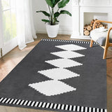 Garvee Area Rug 5x8 Vintage Boho Rug Indoor Moroccan Floor Carpet for Living Room Bedroom Non-Shedding Floor Cover Home Decor Modern Non Slip Floor Carpet for Home Office Floor Decor - Gray