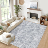 Garvee Washable Area Rugs 9x12 Rug Living Room Rug Vintage Rugs for Bedroom Soft Large Area Rug Non Slip Throw Rugs Low Pile Stain Resistant Carpet for Nursery Dining Room Office Rug - Light Gray