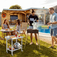 Garvee 36"L x 24"W x 35"H Nsf Stainless Steel Table Work Table with Adjustable Undershelf, Detachable Trash Bag Holder, Metal Work Table Workbench for Home Kitchen Restaurant Outdoor