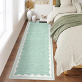 Garvee Modern Green 2x6 Scalloped Rug Runners for Hallways, Solid Green Runner Rug Non Slip Scalloped Bath Runner, Washable Rugs for Bedroom Girls, Rugs for Kitchen Floor Soft Dorm Nursery Carpet for Bedside - Green