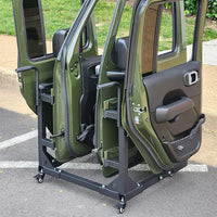 Garvee for Jeep Door Hanger Storage Rack Bracket Holder Compatible with 1987-2023 Jeep Gladiator JT & Wrangler JK JL TJ YJ JKU JLU Removable Stand Cart Sliding 2/4 Door