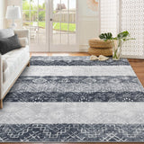 Garvee Boho Grey 8x10 Living Room Rug Washable Rugs Non Slip Geometric Rugs for Living Room, Farmhouse Large Rug Bedroom Throw Area Rug, Tribal Soft Low Pile Floor Carpet for Dining Room Office - Gray