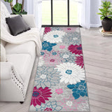 Garvee Boho Runner Rug 2x6 Hallway Non Slip Rug Washable Rug Runner Modern Floral Soft Laundry Room Rug Entryway Mat Farmhouse Area Rugs Floor Carpet Runner for Bathroom Bedroom - Light Gray