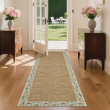 Garvee Washable Kitchen Rugs - 2x6 Minimalist Non Slip Hallway Runner Floral Bordered Low Pile Throw Carpet Indoor Modern Entryway Mat for Bedside Bedroom Laundry, Beige - Beige