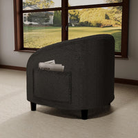 Garvee Accent Barrel Chair Boucle Club Chair with Sherpa Upholstery, Ergonomic Support, Durable Plastic Legs, Easy Assembly, for Living Room Bedroom, Dark Gray