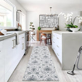 Garvee Runner Rug 2x6 Paisley Area Rug Entryway Runners Anti-Slip Vintage Distressed Floor Carpet Low Pile Soft Hallway Runner Rug Ultra-Thin Retro Accent Rug Runner for Kitchen Laundry Grey - Gray