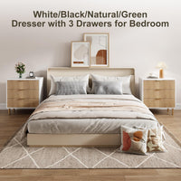 Garvee Modern 3 Drawer Dresser for Bedroom with Gold Handle and Large Drawer, Wood Double Chest of Drawers and Storage Organizer for Living Room, Hallway, Entryway, Natural Oak&White