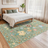 Garvee Floral 8x10 Large Area Rugs for Living Room, Ultra-Thin Soft Boho Flower Carpet Rug, Green - Green