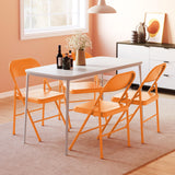 Garvee Folding Chairs Set of 4, Foldable Chairs with Metal Frame Hold Up to 350 Pounds, Portable Black Folding Chairs Suitable for Dining Room, Living Room, Office, Camping - Orange - Orange