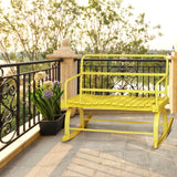 Garvee 2-Person Rocking Chair, Outdoor Lawn Chairs,Wooden Seat Porch Rocker Chair, Outdoor/Indoor Patio Rocker Chair for Garden Lawn, Ironwood Rocking Chair, Yellow - Yellow