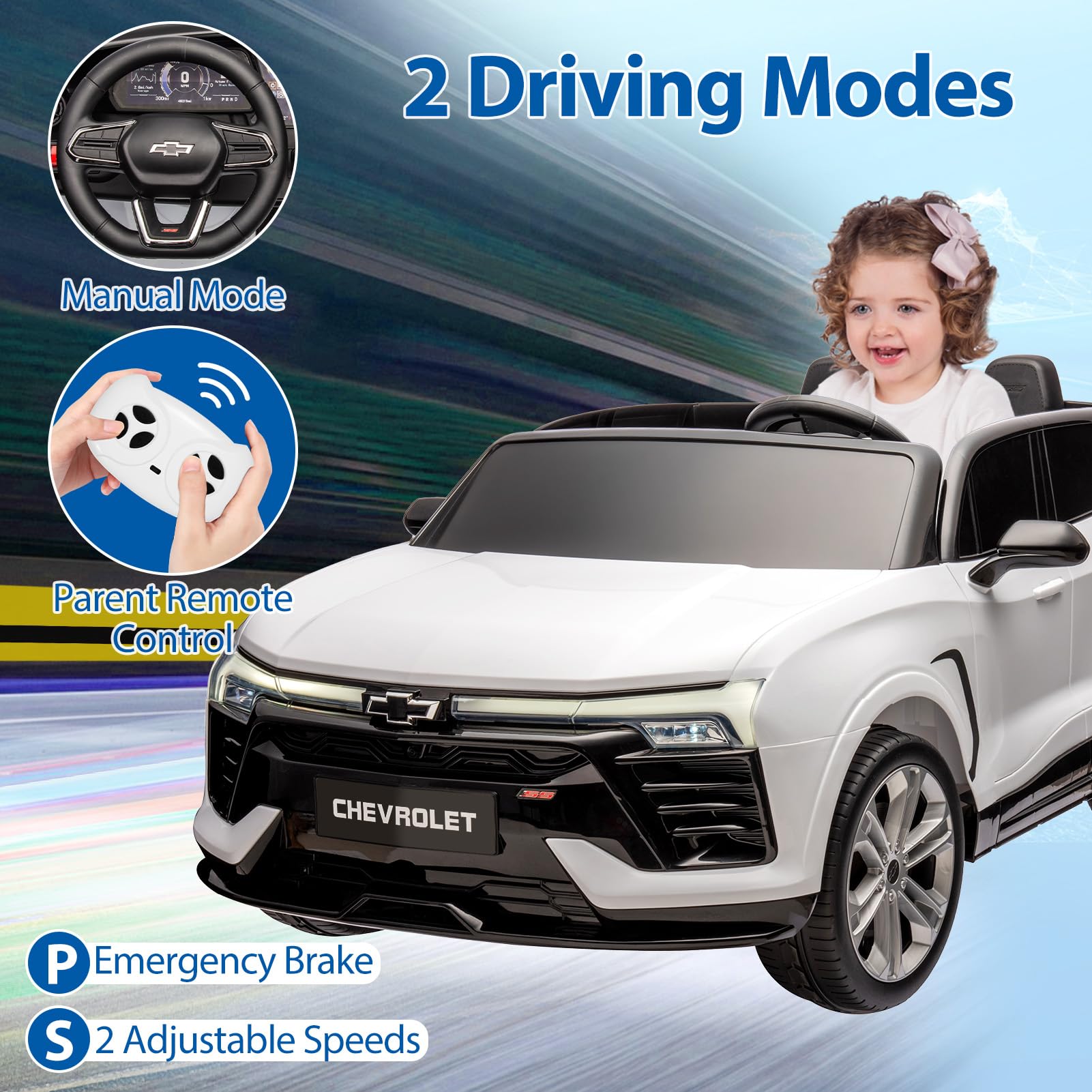 24V 2-Seater Chevrolet Blazer Kids Car with Remote Control, Bluetooth