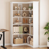 Garvee Farmhouse Bookshelf Corner Bookcase, 72.8” Large Bookcase Wood Bookshelf Tall L Shaped Bookshelf 5 Tier Corner Shelf Display Rack Etagere Shelf Storage for Office Bedroom (Half Panel, White) - Half Panel|White