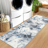 Garvee Modern Runner Rug 2x6 Washable Non Slip Carpet Runner Foldable Low Pile Marble Abstract Design Rug Ultra Soft Contemporary Rug Runner for High Traffic Areas in Entryway, Kitchen, Blue - Blue