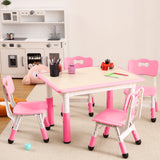 Garvee 5 in 1 Kids Table and Chairs Set, Height Adjustable, Max 300lbs, Suitable for Ages 2-10 for Classrooms, Daycares & Homes, Pink - Pink