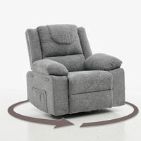 Garvee Swivel Rocker Recliner Chair for Adults with Massage and Heat, Oversized Linen Fabric Glider Nursery Chair with Deep Seat, High Backrest, Upholstered Single Sofa for Living Room, Gray
