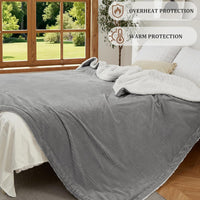 Garvee Electric Heated Blanket King Size with Dual Controllers, Fast Heating Throw with 4 Adjustable Heat Levels, Soft Waffle Embossed, Machine Washable, 90"x100" Grey