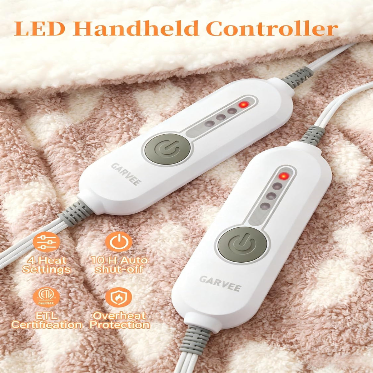 Garvee Heated Blanket Queen Size, Electric Blanket Dual Control Soft Double Sherpa with 4 Heating Levels & 10H Auto Off, Over-Heat Protection, Machine Washable, ETL Certification, Pink 84"x90"